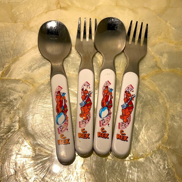 Rare Vintage 1987 Kraft Macaroni & Cheese Cheesasaurus Rex! 2 Forks 2 Spoons ! - Picture 10 of 11